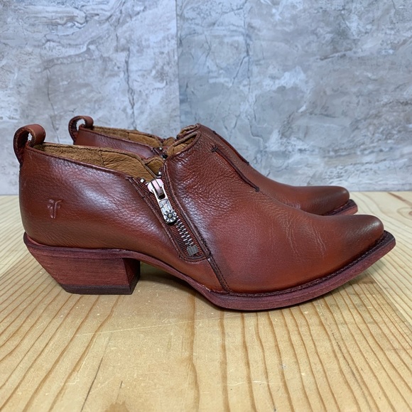 Frye Sacha Moto Shootie Red Clay Boots - Picture 2 of 9